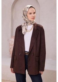 Resim BELLİ Ekose Desen İpek Twill Eşarp 4218d01 Vizon - 37 