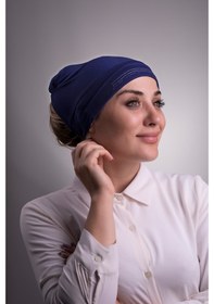 Resim Halven Lacivert Arkadan Bağlamalı Iç Bone Viskon Kumaş Kaymaz Silikonlu Lacivert 