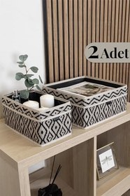 Resim Pazar Kapısı 4 Lü Çekmece Düzenleyici Organizer Dekoratif Sepet Hurç (Bohe 4 Lü Çekmece Düzenleyici) 