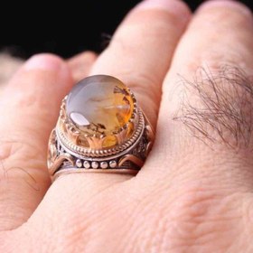 Resim Authentic Yemeni Agate Stone Handmade 925 Sterling Silver Mens Ring - US: 8.5 / 58.5 mm / Turk: 18.5 