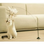 Resim Vantuzlu Tüylü Zilli Kedi Oyun Oltası 