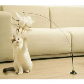 Resim Vantuzlu Tüylü Zilli Kedi Oyun Oltası 