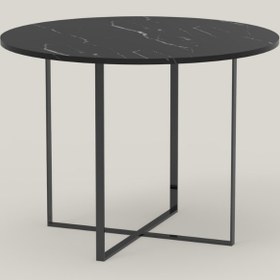 Resim BASIC Circle Siyah TLEG Siyah Mermer Masa - Parlak Koruma / 130 cm Çap 