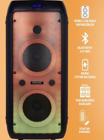 Resim GoldMaster Taşınabilir Şarj Edilebilir Party Box Işıklı Bluetooth Hoparlör 