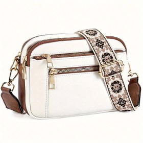 Resim Toptan Telena Crossbody Çanta Bayanlar Taşımak İçin Uygun, Moda Saf Sahte Ayarlanabilir Omuz Askısı, Avrupa ve Amerika Renk Eşleştirme Çok Fonksiyonlu Fermuarlı Crossbody Çanta, Küçük Kare Çanta, Dışarı Çıkma, Buluşma, Alışveriş İçin Uygun 