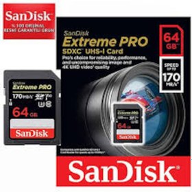 Resim Sandisk Extreme Pro 64Gb Sd Kart Read:170Mbs-Write:90 Mbs 4K 