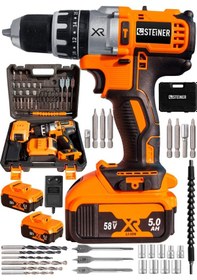 Resim Steiner XR 58 V 5Ah Trnc Li-ion Çift Akülü Şarjlı Vidalama Matkap + Pro Set 