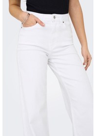 Resim Only Kadın Yüksek Bel Wide Leg Crop Jean Pantolon - Madison Blush Beyaz 