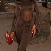 Resim Kadınlar İçin Şık Uzun Kollu A Kesim File Detaylı ve Fırfırlı Etek Uçlu Maxi Elbise - Düz Renk Resmi Parti Abiye Elbisesi, Düğünler, Balsolar, Düğün Misafiri Kıyafetleri İçin Yapılandırılmış Kesim, Sofistike Stil, Gala Kıyafeti, Şık Kadınlar 