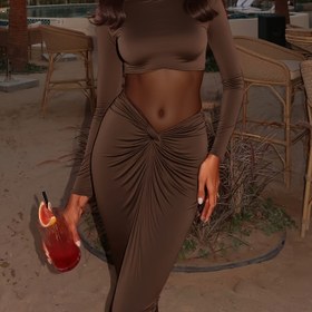 Resim Kadınlar İçin Şık Uzun Kollu A Kesim File Detaylı ve Fırfırlı Etek Uçlu Maxi Elbise - Düz Renk Resmi Parti Abiye Elbisesi, Düğünler, Balsolar, Düğün Misafiri Kıyafetleri İçin Yapılandırılmış Kesim, Sofistike Stil, Gala Kıyafeti, Şık Kadınlar 