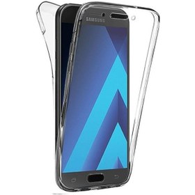 Resim Skyarc Samsung Galaxy Uyumlu A7 2017 360 Derece Kılıf Kristal Silikon Şeffaf Soft Ön Arka Şeffaf 