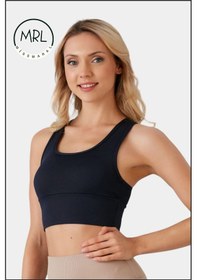 Resim Kadın Lacivert Sporcu Sütyeni Pedli Likralı Destekleyici Su Sporları Koşu Fitness Dans Sports Bra Lacivert 