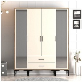 Resim Variant Kumsal 4 Kapılı Rtr Gardrop - Ceviz / Krem 