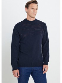 Resim AC&Co / Altınyıldız Classics Erkek Lacı Bordo Standart Fit Normal Kesim Yarım Balıkçı Yaka Triko Kazak Lacı Bordo 