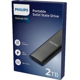 Resim Philips Harici Taşınabilir SSD 2 Tb - Ultra Ince Sata Ultra Hızlı Usb-C, 550 Mb/s'ye Kadar Okuma Hızı, Alüminyum 