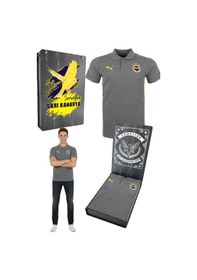 Resim Fenerbahçe Orijinal Lisanslı 2024/25 A Takım Yetişkin Polo Yaka Gri T-shirt Uv Kutu Hediyeli Gri - Bej 