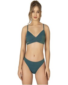 Resim Endeep Kadın Çapraz Detaylı Simli Yeşil Bikini Takımı-yeşil Yeşil 