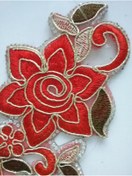 Resim Armada Ütüyle Yapışabilen İşlemeli Taşlı Çiçek Motif Yama Hotfix ( 7,5 cm * 12,5 cm ) 