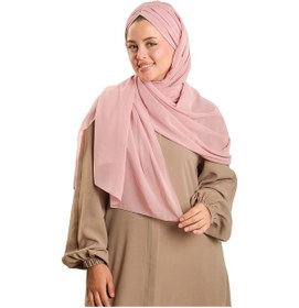 Resim Hürrem Bone Pudra Pratik Hazır Geçmeli Bone Şal Şifon Drapeli 2507 06 Pudra 