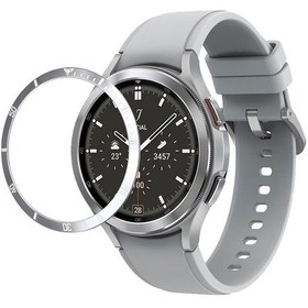 Resim Samsung Galaxy Uyumlu Watch İçin 46mm Su Hayaleti Paslanmaz Çelik Çerçeve Yüzük Gümüş 