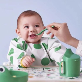 Resim Ikea Kladdıg Mama Önlüğü Beyaz-Yeşil 