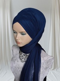 Resim Tunahazırturban Lacivert Sevda Şal Model Hazır Duvak Hazır Şal Hazır Türban Lacivert 