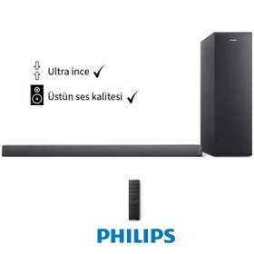 Resim Philips 140Waat Ultra ince Üstün ses kalitesi Dolby Audio 2.1 Kanal-derin bas Ses Sistemi & Soundbar 