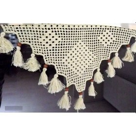 Resim Buldan Tül Perde El Işi Dantelli Naturel Gül Çiçek Desen(150X200) 