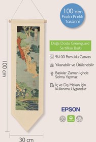 Resim Duvar Halısı Pinterest Dekoru, Hokusai Sanat Serisi 100cm Kanvas Flama Askılı Duvar Örtüsü NO:659 - Renkli - 12 / 30 x 100 