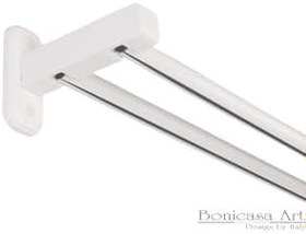 Resim Palermo Beyaz Çift Raylı Ahşap Başlıklı Rustik Perde Askısı Çetray Modern Rustik Beyaz 225 Cm 