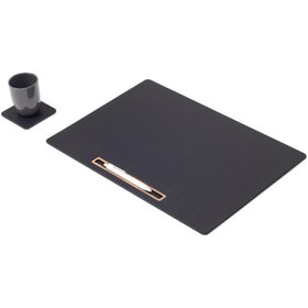 Resim Turgut Office Deri Toplantı Sümeni Siyah Yatay Ahşap Detaylı 49x34cm 