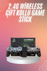 Resim gizmurstore 4k Game Stick Oyun Konsolu 2.4g Kablosuz Çift Kol Nostaljik Oyunlar 