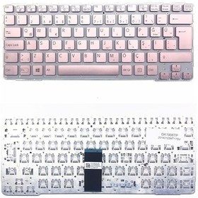 Resim Sony Uyumlu Vaio SVE1413E1RW Klavye - Türkçe Pembe - Çerçevesiz 