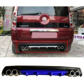 Resim Fiat Fiorino Uyumlu Mavi Difüzör Çiftli Yuvarlak Egzoz Görünümlü D Tip Difizör 