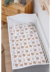 Resim Organik Bebek Boy Lastikli Çarşaf Seti 70x110 - Sevimli Yüzler 