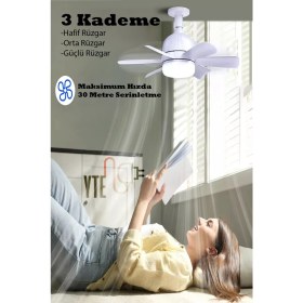 Resim YTE Sessiz 6 Kanatlı Dim Işıklı Uzaktan Kumandalı Işıklı Tavan Vantilatörü 