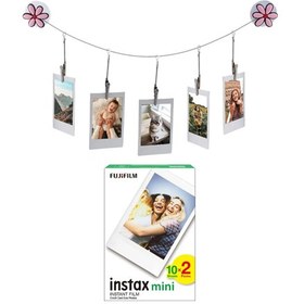 Resim Instax Tüm Mini Makineler ile Uyumlu 20'li Film ve 5'li Resim Askısı Beyaz 