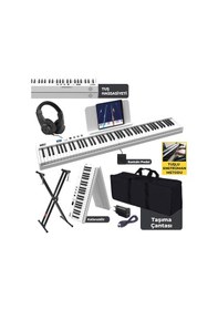 Resim Midex PLX-100WH-ST Taşınabilir Dijital Piyano Tuş Hassasiyetli 88 Tuş Bluetooth Şarjlı (STAND Sustain Kulaklık Çanta Metod) 