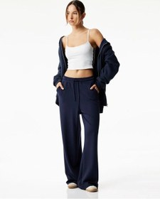 Resim Koton Oversize Yüksek Bel Cep Detaylı Geniş Paça Kadın Eşofman Altı 6wak40125nk Lacivert 