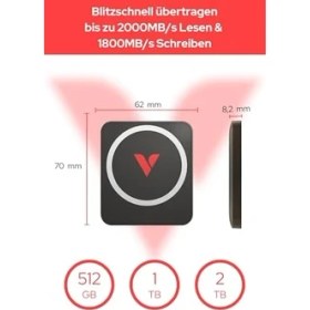 Resim Verbatim Snapback SSD 2 Tb, Magsafe, Harici Ssd, Apple Prores 4k'yı Destekler, USB 3.2 Gen 2x2, 2000 Mb/s'ye Kadar Okuma ve Yazma, 2 Usb-C Kablolu Harici Sabit Sürücü,mocha 
