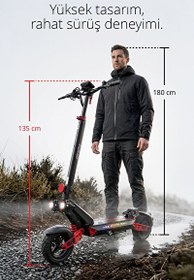 Resim Piranha 5025-K 1000W 48V 15.6Ah 50-60 KM Menzil Katlanabilir Çift Süspansiyon Off-Road Lastik Elektrikli Scooter 