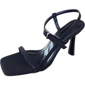 Resim Park Moda Parkmoda pm1718 bantlı siyah topuklu ayakkabı 