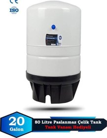 Resim Su Arıtma Cihazı Metal Genleşme Su Tankı 80 Lt NSF Belgeli Su Arıtma Deposu Tank Vanası 