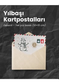 Resim Yılbaşı Kardan Adam Kartpostal Ve Zarf Seti, Yeniyıl, Noel, Tebri 