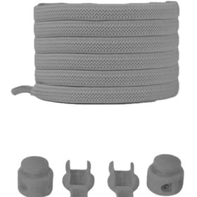 Resim Heel'sUp Gri Yassı Akıllı Kilitli Elastik Ayakkabı Bağcık / Elastic Shoelace Grey Flat 