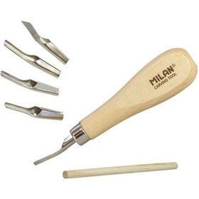 Resim Mılan 61054 Lıno Ahşap Oyma Seti 5 Bıçaklı 