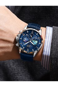 Resim Lige Gökyüzü Kadranlı Fosfor Gece Işıklı Lüks Erkek Kol Saati 