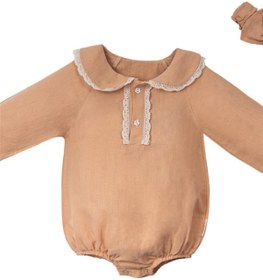 Resim Motebarn Wear Kız Bebek Varşova Soft Body Bandanalı Kahverengi 