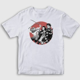 Resim Presmono Unisex Çocuk Beyaz Team Anime Demon Slayer Kimetsu No Yaiba T-Shirt 