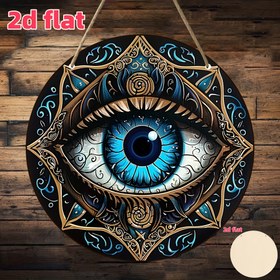 Resim 2D Düz - [Sanatsal Şık] Vintage Kötü Göz Ahşap Duvar Asma İşareti - İncelikli Mavi ve Altın Mandala Tasarımı, Rustik Dekor Ev, Bar, Bahçe, Mutfak, Garaj için - 2D Düz Sanat, Metin Yok, Çok Amaçlı Duvar Dekoru, Duvar Sanatı Dekoru 